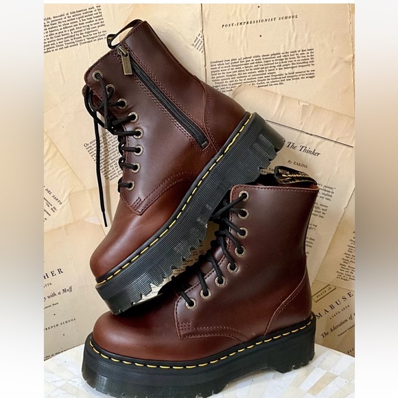 Dr. Martens Shoes - Free People Dr Martens Jadon Leather Boot Dark Brown Leather